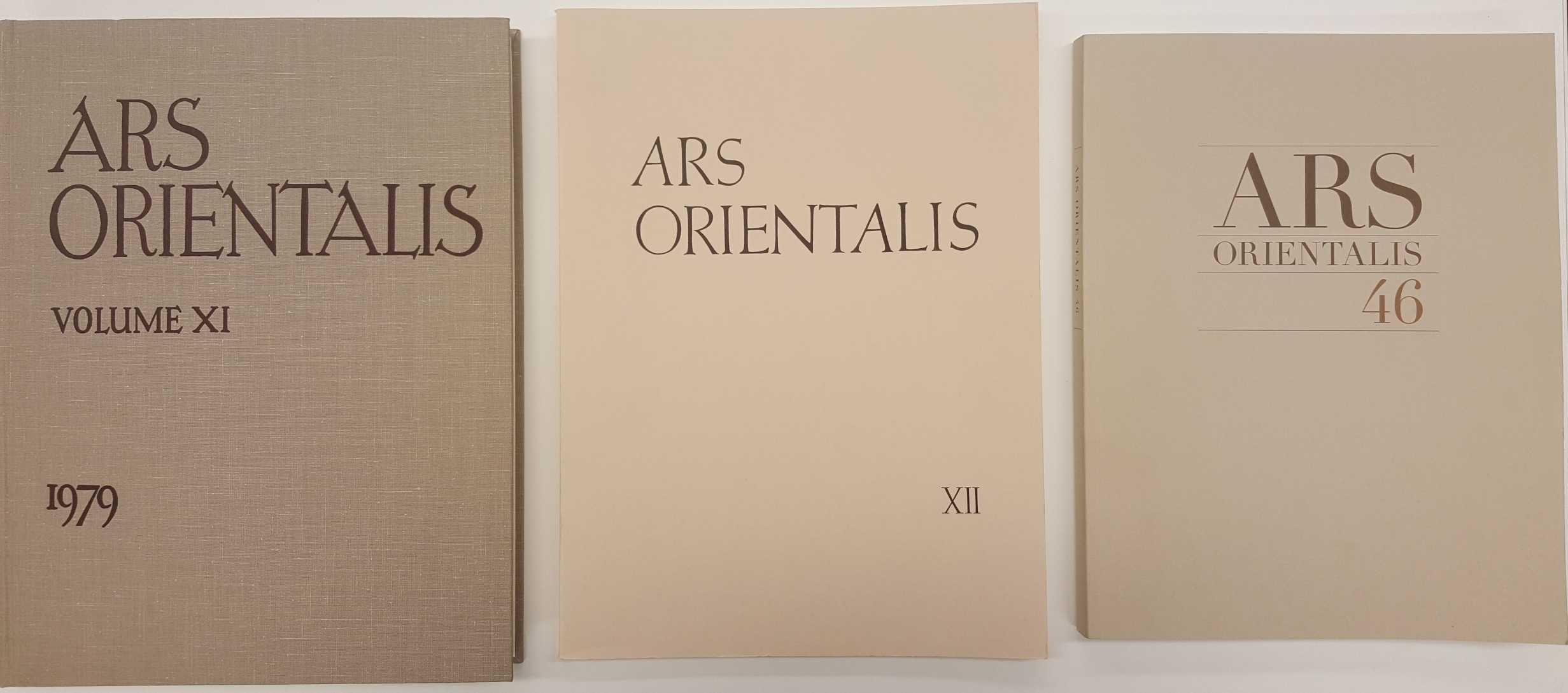 Three volumes of Ars Orientalis books lined up in a row. 