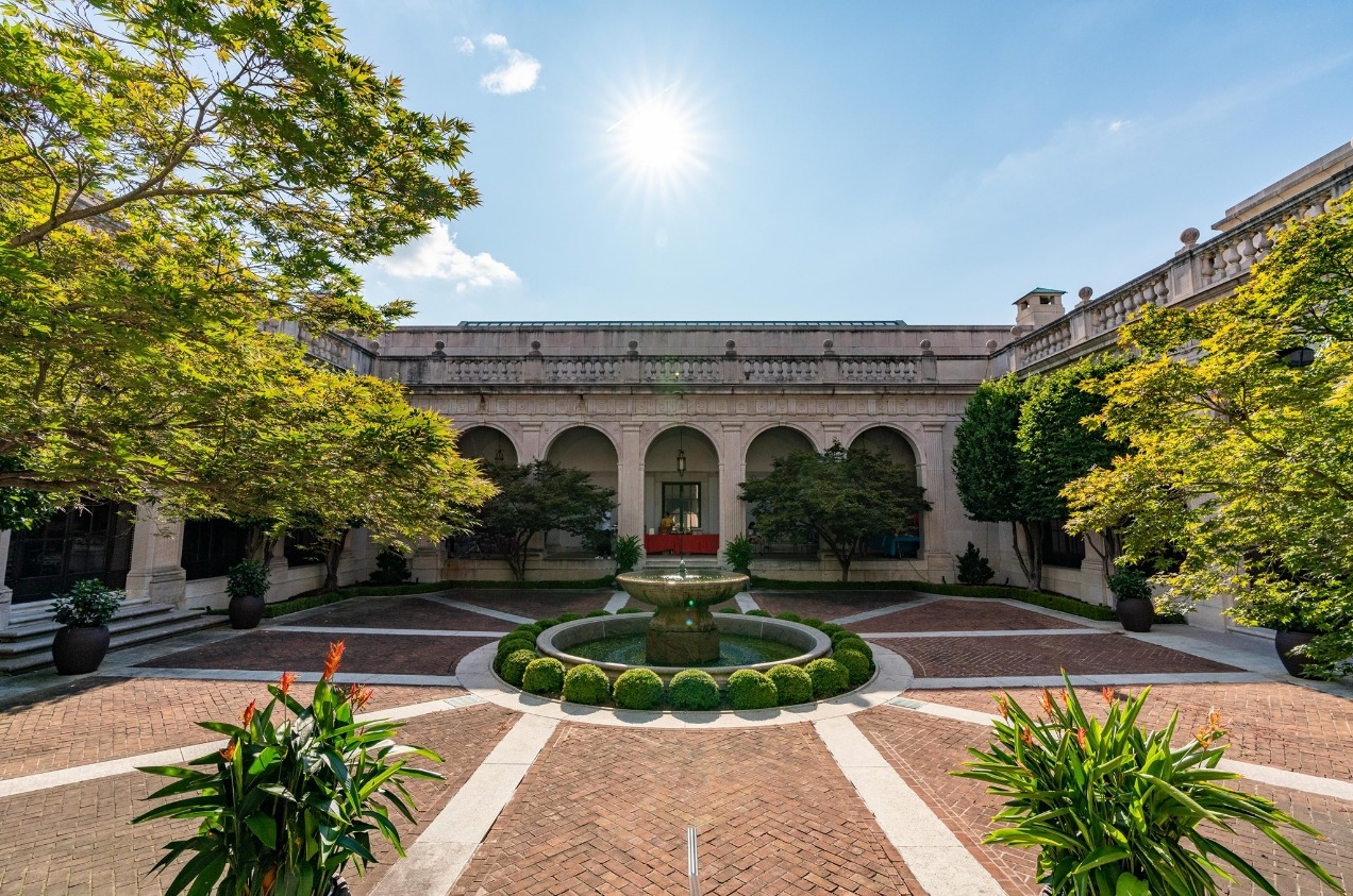 Courtyard of a building on a sunny day.