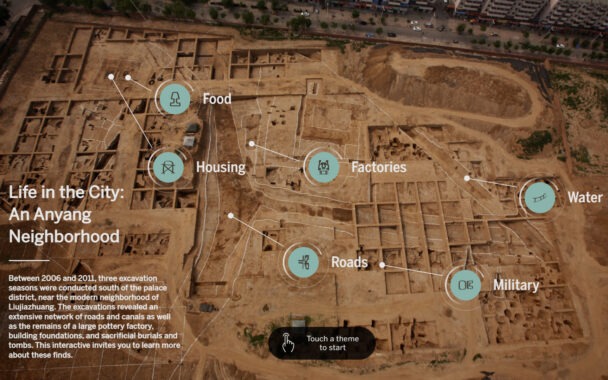 points of interest overlaid on an arial photo of a dig site