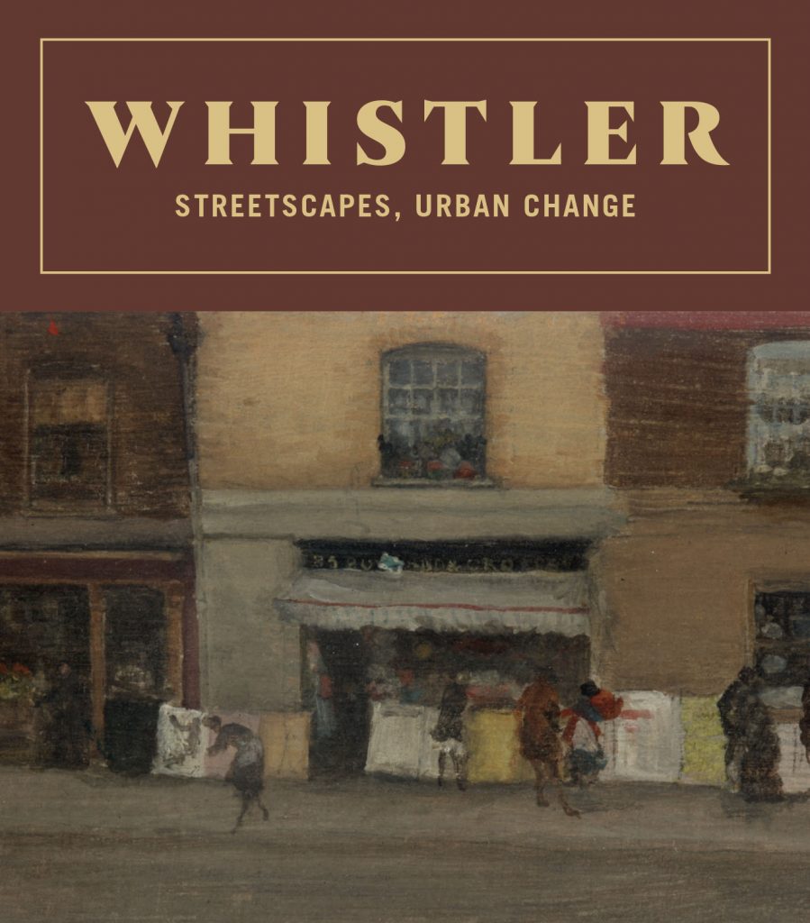 Book cover with the detail of a painting of a shopfront in mostly neutral tones. The title of the book reads 