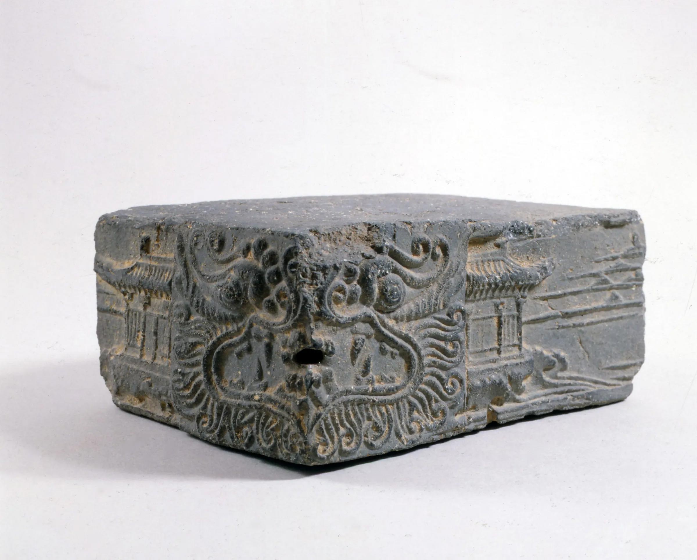 square tile with decorated sides