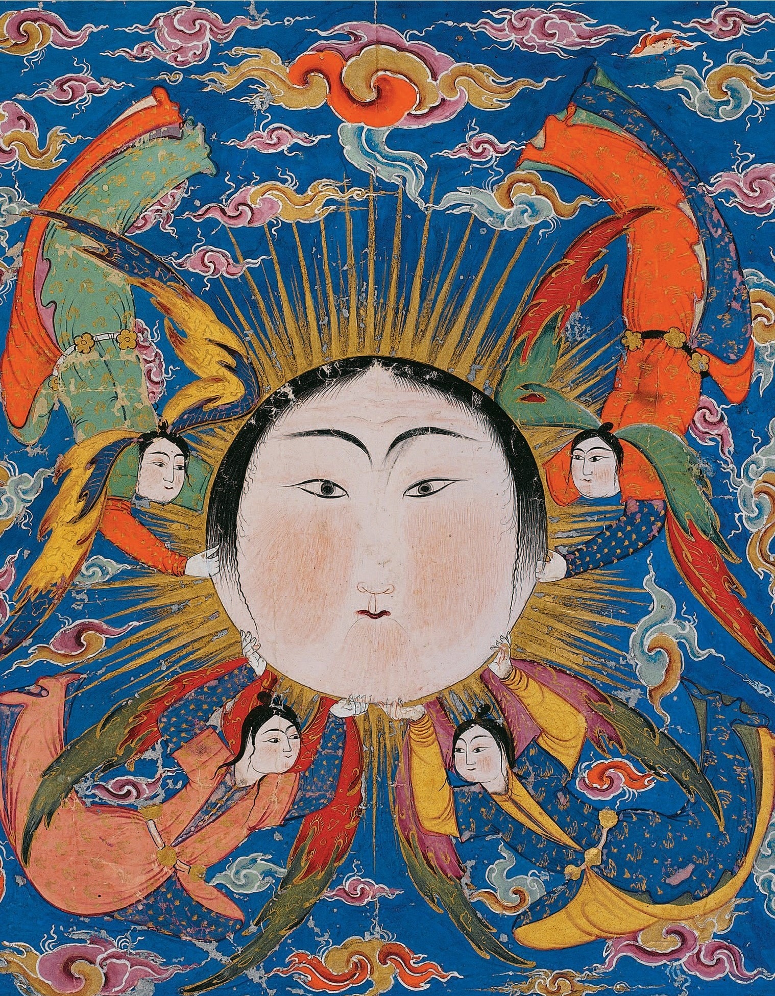 cover of Falnama, showing a face surrounded by angels