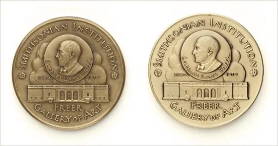 Both versions of the Freer medal side by side