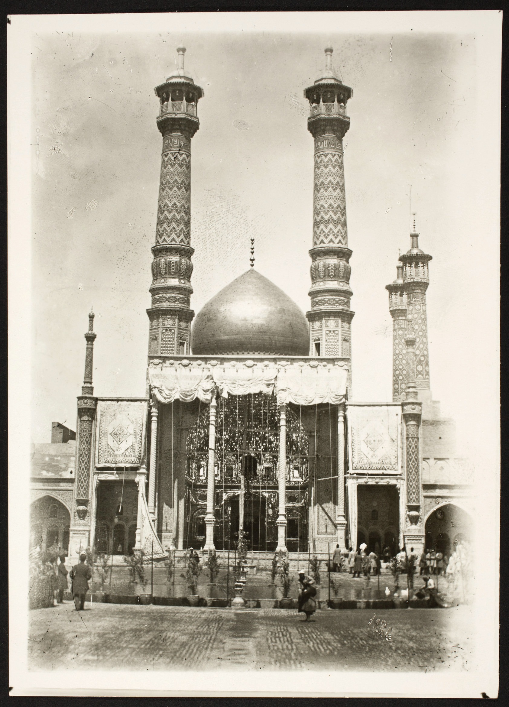 Black and white photograph of a shrine.