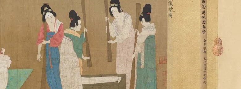 Painting of Chinese court ladies making silk