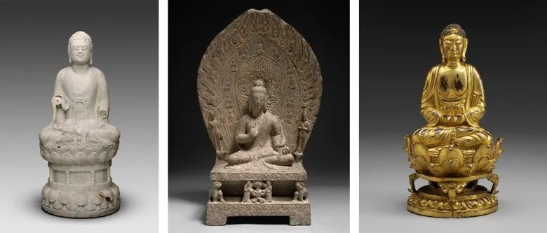 Three Buddha statues