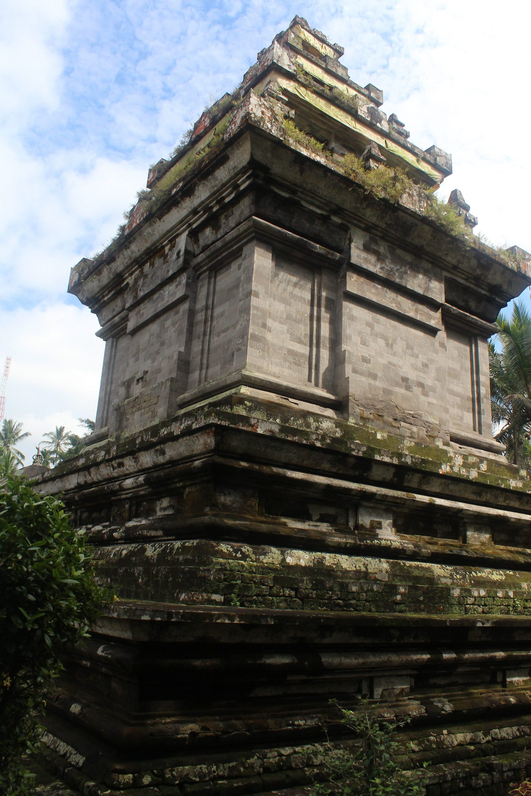 Well restored structural temple with overgrown base