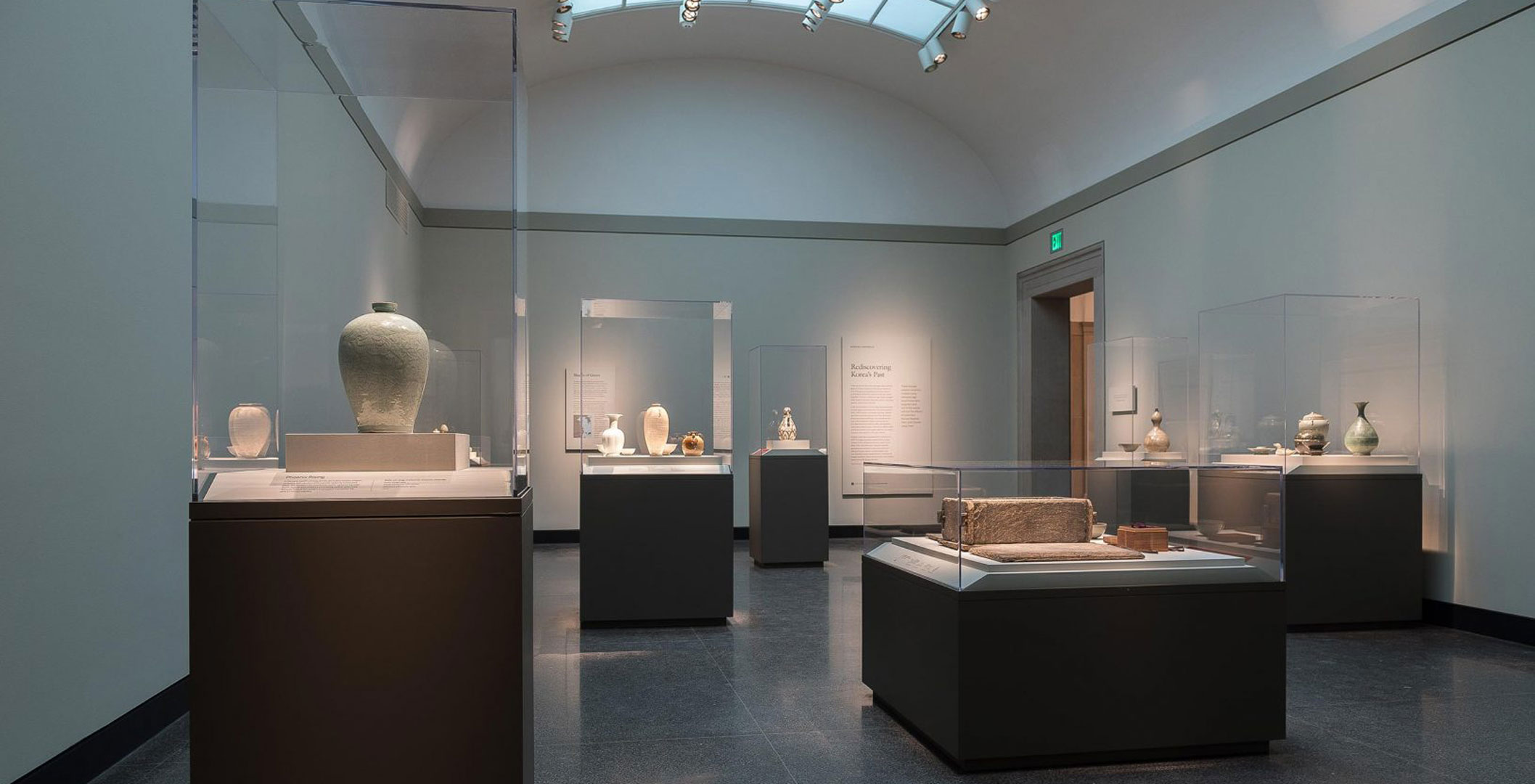 view of a gallery with a variety of ceramics