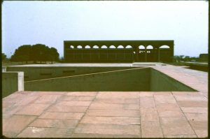 view of a building in the capital city of Chandigarh designed by Le Corbusier