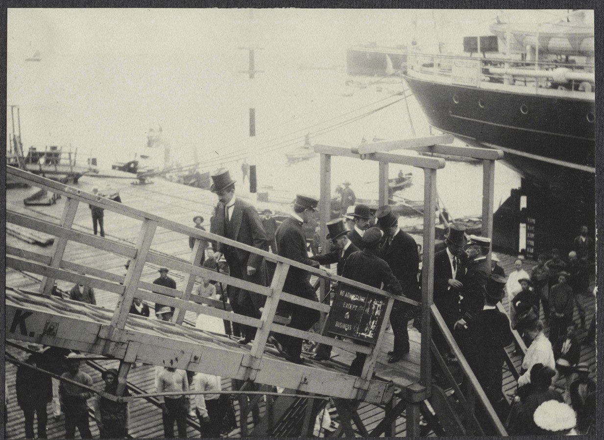 Yokohama: Ambassador Griscom and Japanese dignitaries prepare to greet delegates