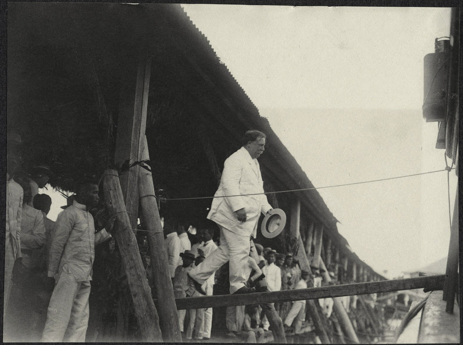 William H. Taft boarding a ship, probably at Tacloban