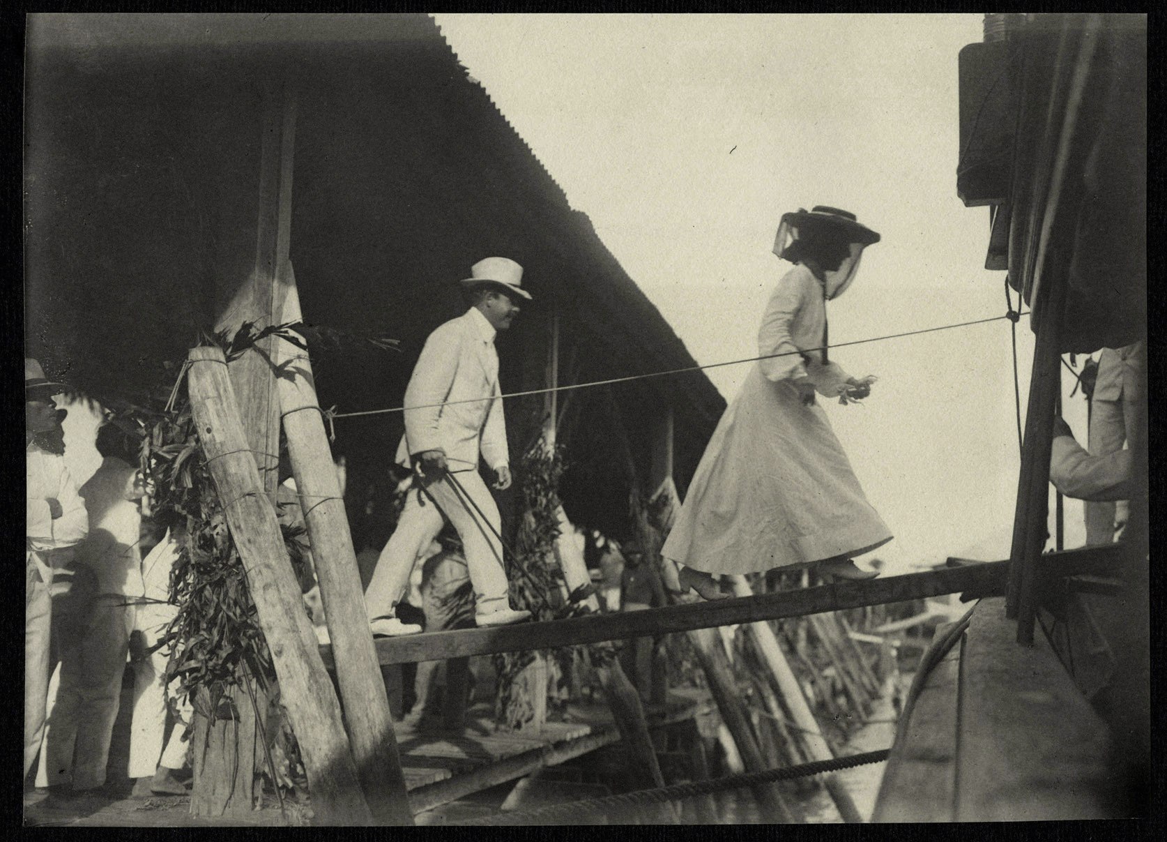 Alice Roosevelt and Nicholas Longworth boarding a ship, probably at Tacloban