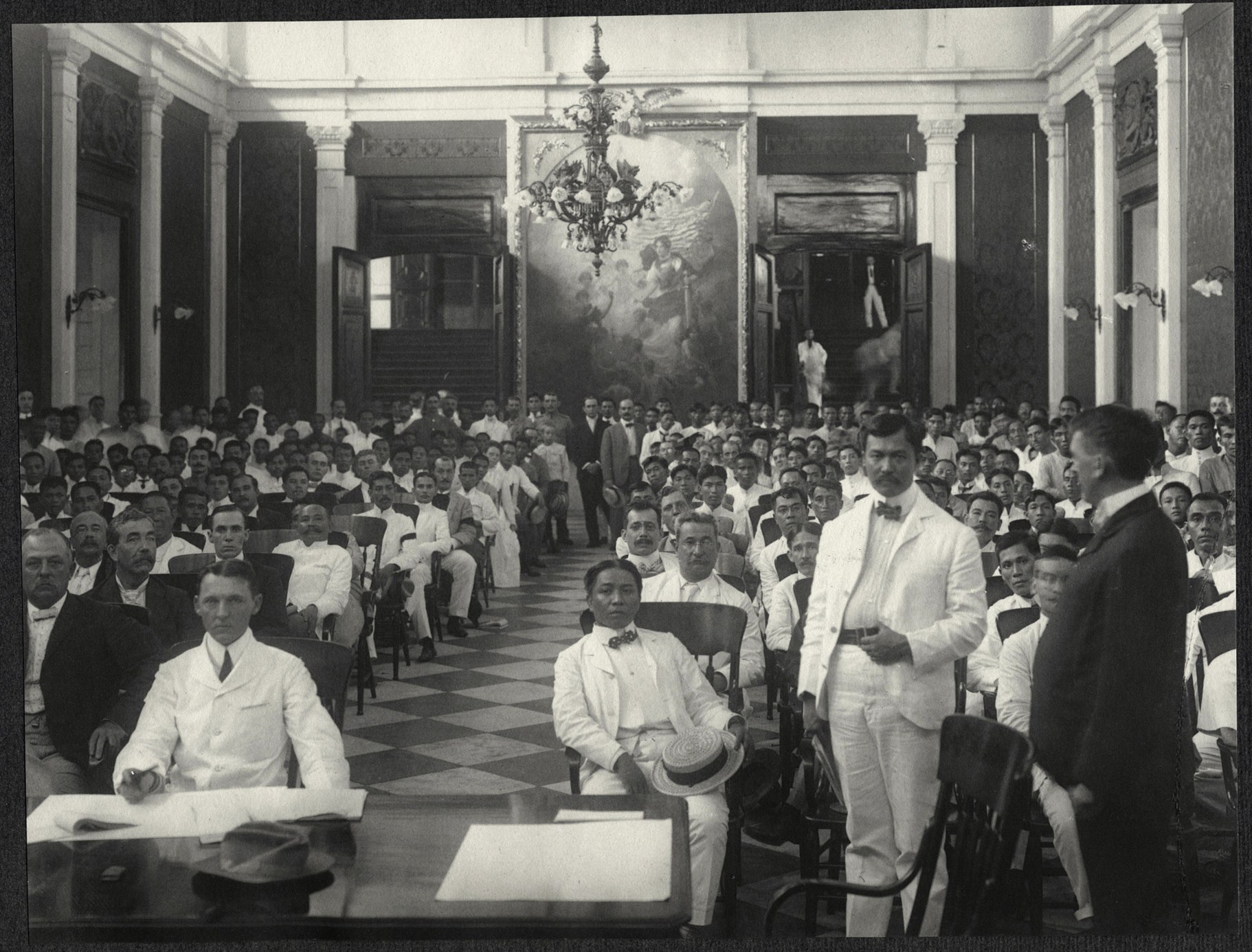 Manila: American and Filipino representatives in the Salon de Marmol of the Ayuntamiento de manila