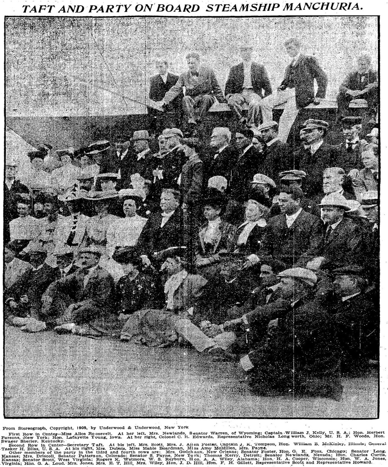 Taft and party posing on deck for photo