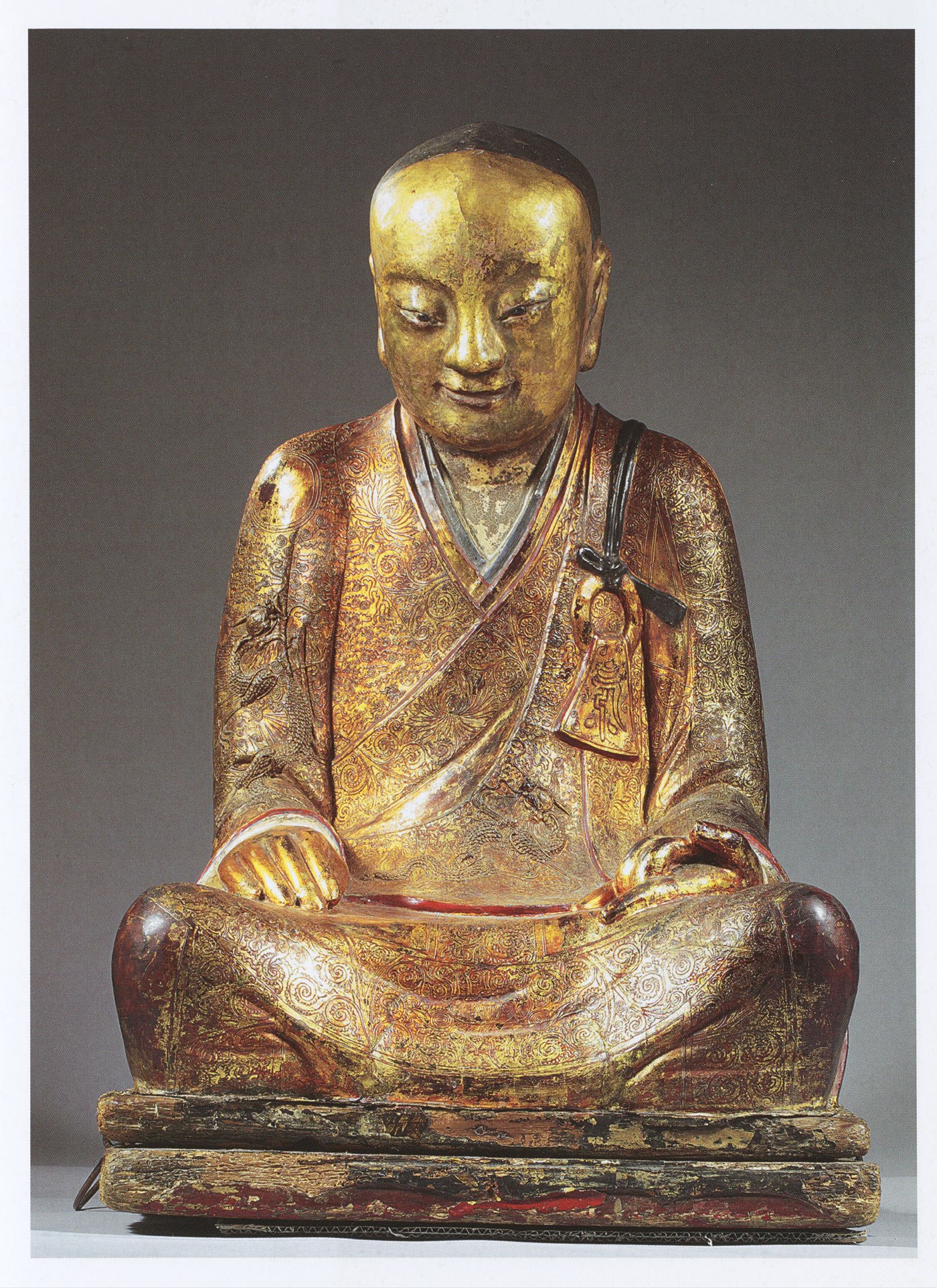 Guilded lacquer sculpture that contained the mummy of a monk