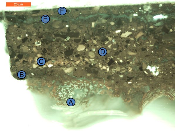 A greenish sample/cross section