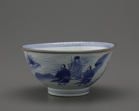 Bowl with design of Daoist Immortals and Shou Lao F1992.2