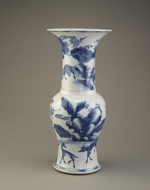 Vase with design of deer in a landscape F1986.4a-b