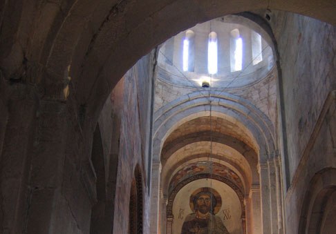 Inside the Svetitskhoveli Cathedral in Mtskheta.