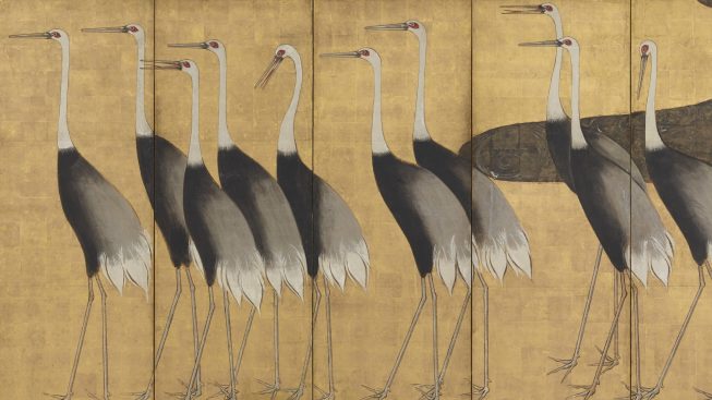 image of a flock of cranes