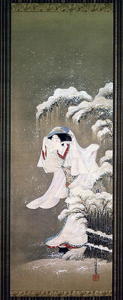 image of a courtesan in the snow